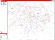 Iowa City  Wall Map Red Line Style